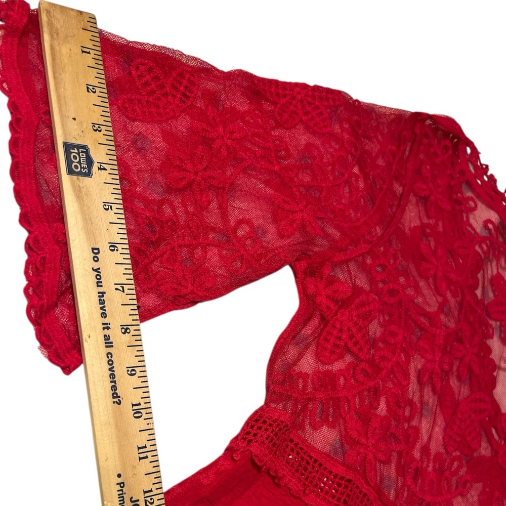 NWT Pink Lace Bathing Suit Swimsuit Cover Up Loose bell sleeves measurements - Picture 6 of 16